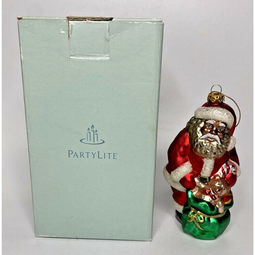 PartyLite Jolly Santa Ornament Retired NIB P17B/P7080